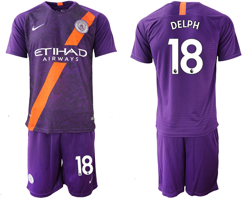 2018 19 Manchester City 18 DELPH Third Away Soccer Jersey