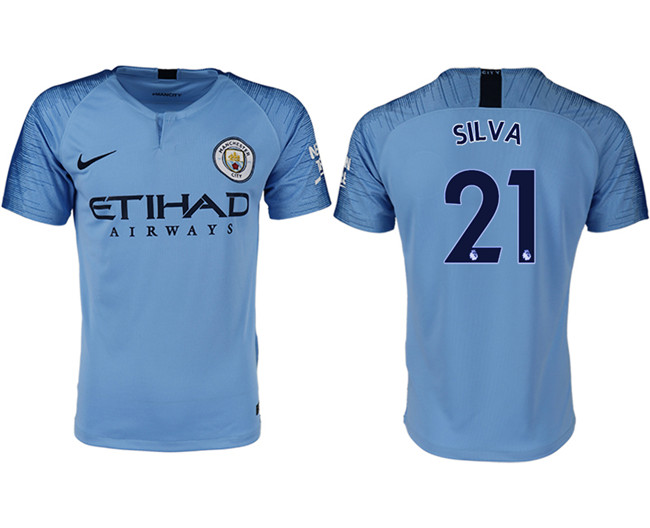 2018 19 Manchester City 21 SILVA Home Thailand Soccer Jersey