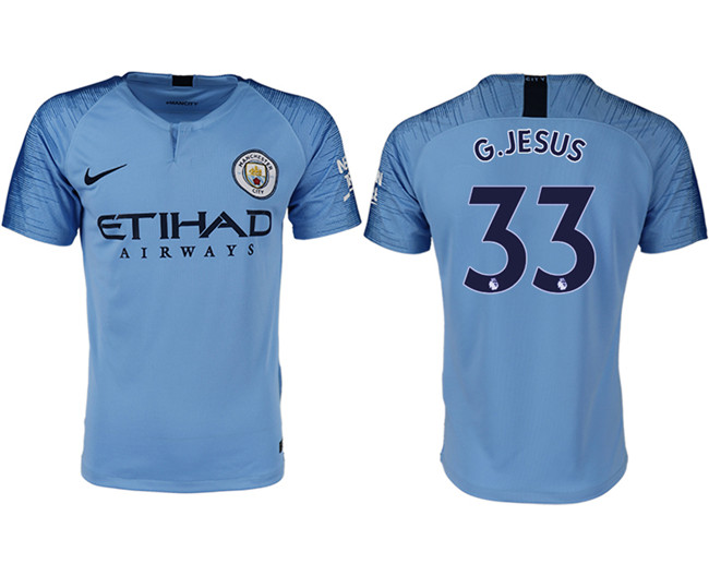 2018 19 Manchester City 33 G.JESUS Home Thailand Soccer Jersey