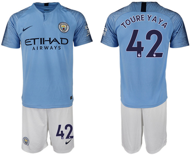 2018 19 Manchester City 42 TOURE YAYA Home Soccer Jersey