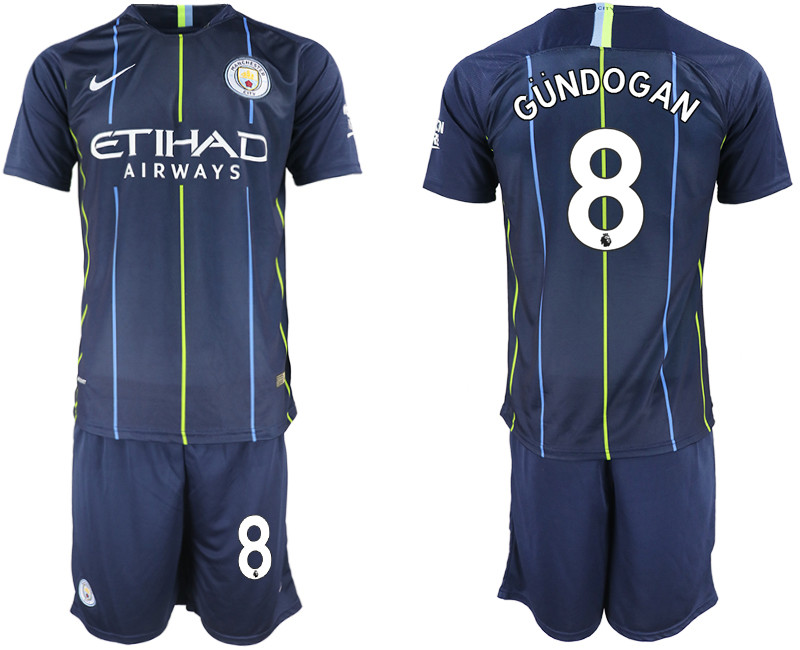 2018 19 Manchester City 8 GUNDOGAN Away Soccer Jersey