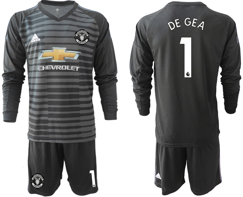 2018 19 Manchester United 1 BUFFON Black Long Sleeve Goalkeeper Soccer Jersey