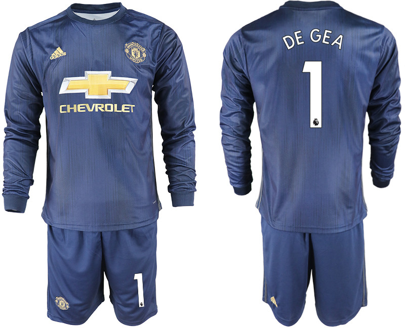 2018 19 Manchester United 1 DE GEA Away Long Sleeve Soccer Jersey