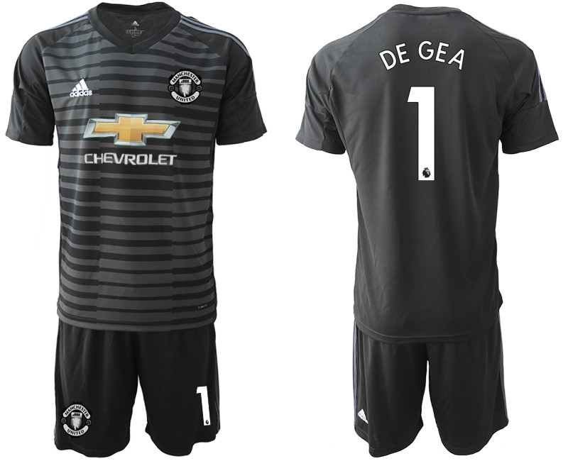 2018 19 Manchester United 1 DE GEA Black Goalkeeper Soccer Jersey