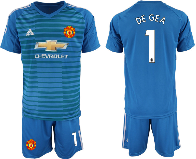 2018 19 Manchester United 1 DE GEA Blue Goalkeeper Soccer Jersey