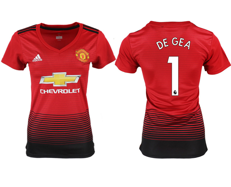 2018 19 Manchester United 1 DE GEA Home Women Soccer Jersey