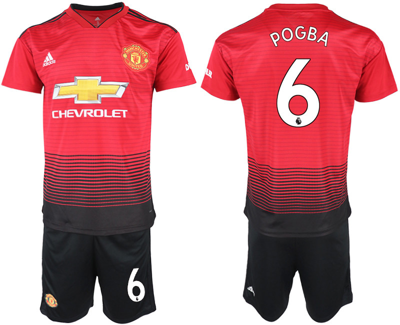 2018 19 Manchester United 6 POGBA Home Soccer Jersey