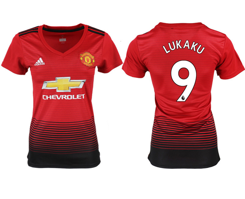 2018 19 Manchester United 9 LUKAKU Home Women Soccer Jersey