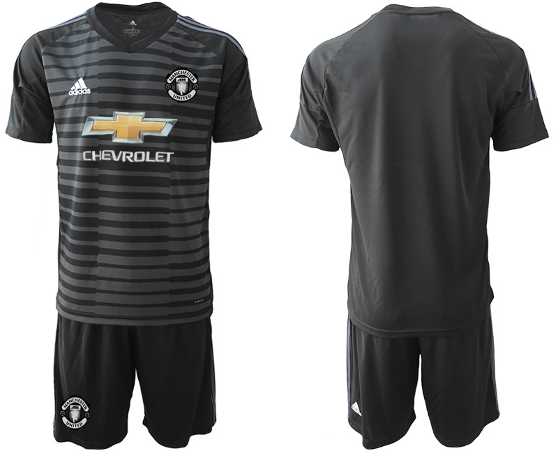 2018 19 Manchester United Black Goalkeeper Soccer Jersey