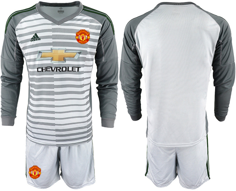 2018 19 Manchester United Gray Long Sleeve Goalkeeper Soccer Jersey