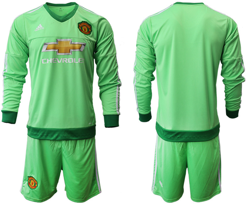 2018 19 Manchester United Green Long Sleeve Goalkeeper Soccer Jersey