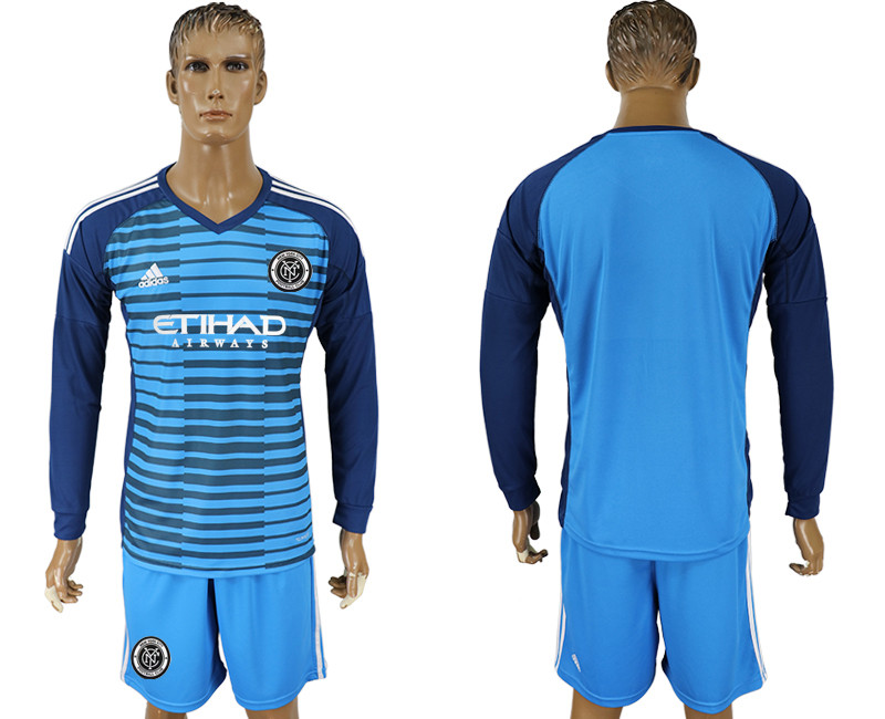 2018 19 New York City FC Lake Blue Goalkeeper Long Sleeve Soccer Jersey