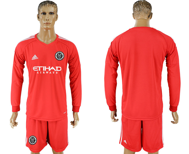 2018 19 New York City FC Red Goalkeeper Long Sleeve Soccer Jersey