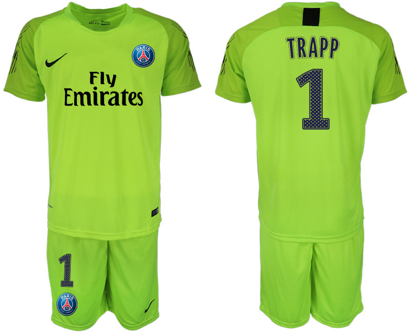2018 19 Pari Saint Germain 1 TRAPP Home Fluorescent Green Goalkeeper Soccer Jersey