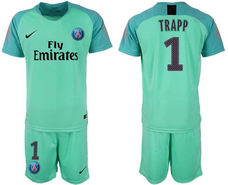 2018 19 Pari Saint Germain 1 TRAPP Home Green Goalkeeper Soccer Jersey
