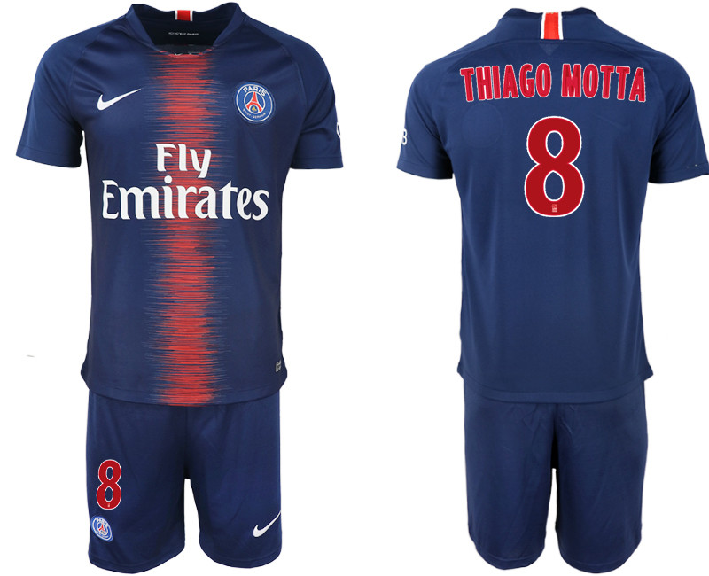 2018 19 Pari Saint Germain 8 THIAGO MOTTA Home Soccer Jersey