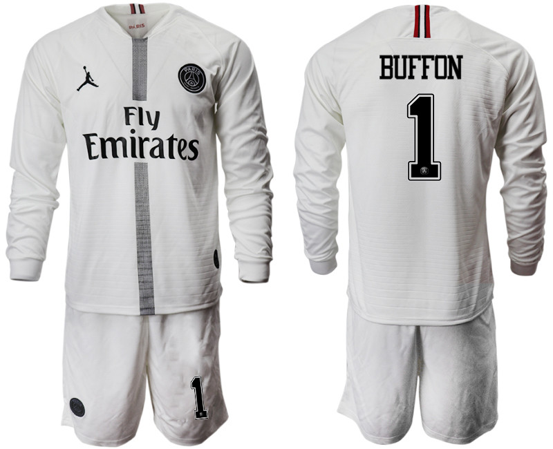 2018 19 Paris Saint Germain 1 BUFFON Away Long Sleeve Jordan Soccer Jersey