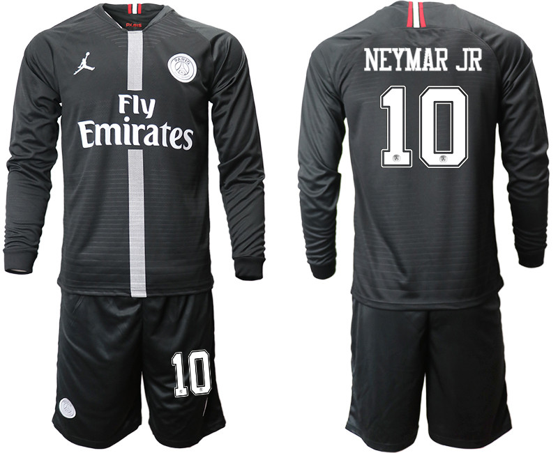 2018 19 Paris Saint Germain 10 NEYMAR JR Home Long Sleeve Jordan Soccer Jersey