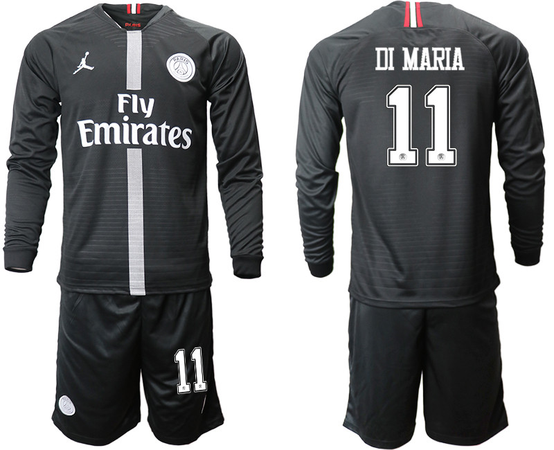 2018 19 Paris Saint Germain 11 DI MARIA Home Long Sleeve Jordan Soccer Jersey