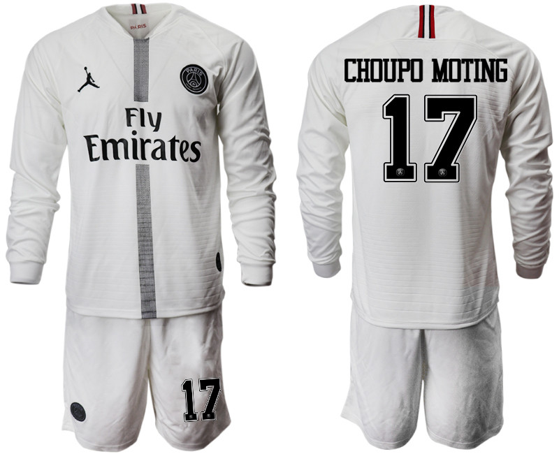 2018 19 Paris Saint Germain 17 CHOUPO MOTING Away Long Sleeve Jordan Soccer Jersey