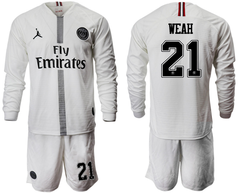 2018 19 Paris Saint Germain 21 WEAH Away Long Sleeve Jordan Soccer Jersey