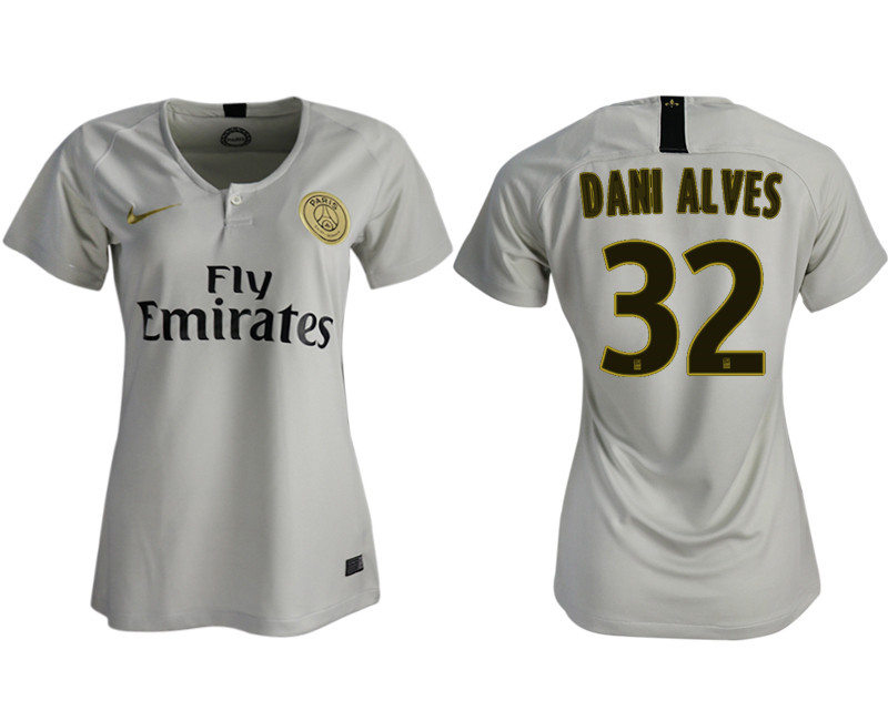 2018 19 Paris Saint Germain 32 DANI ALVES Away Women Soccer Jersey