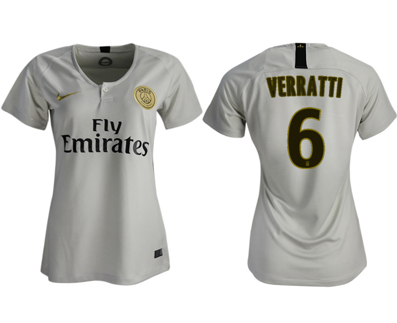 2018 19 Paris Saint Germain 6 VERRATTI Away Women Soccer Jersey