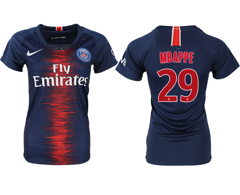 2018 19 Paris St German 29 MBAPPE Home Women Soccer Jersey