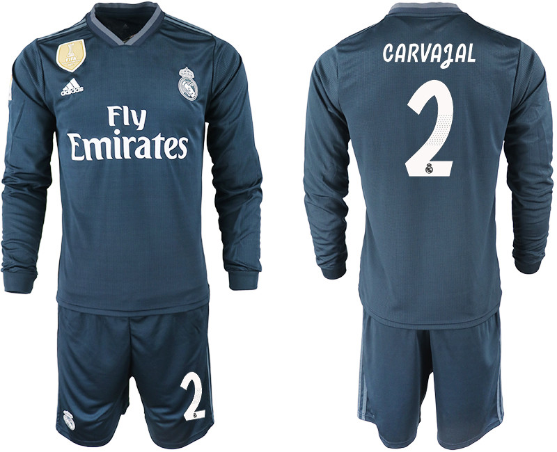 2018 19 Real Madrid 2 CARVAJAL Away Long Sleeve Soccer Jersey