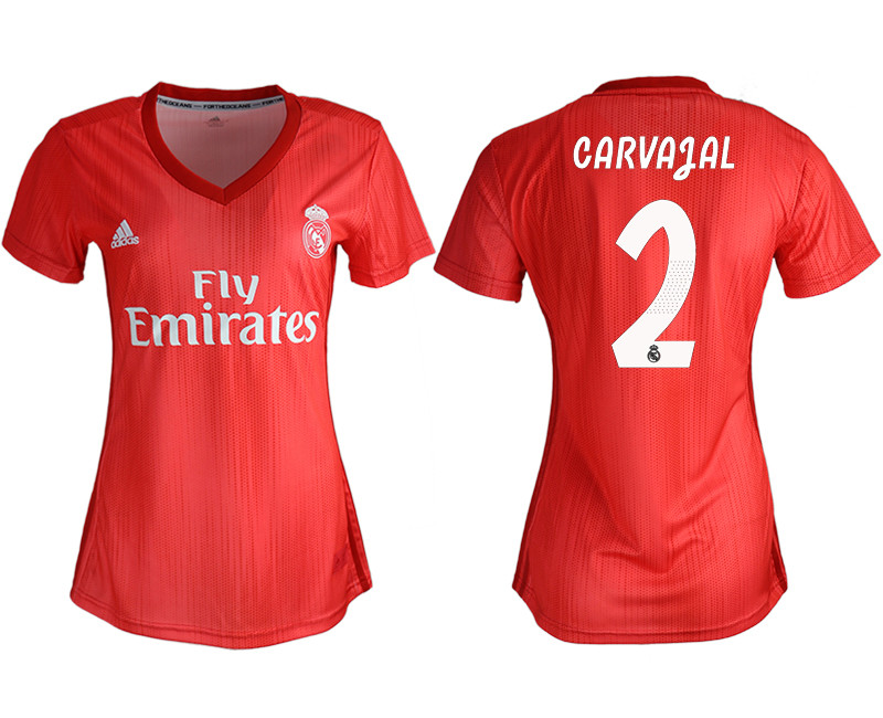 2018 19 Real Madrid 2 CARVAJAL Away Women Soccer Jersey