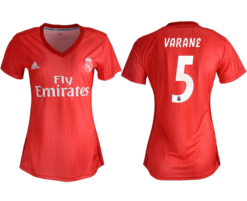 2018 19 Real Madrid 5 VARANE Away Women Soccer Jersey