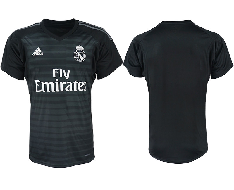 2018 19 Real Madrid Black Goalkeeper Soccer Jersey