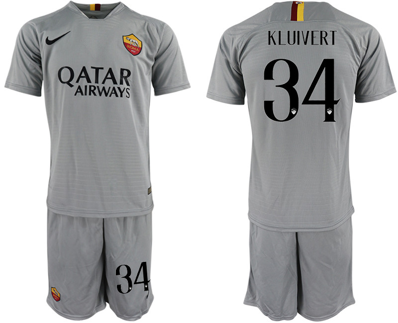 2018 19 Roma 34 KLUIVERT Away Soccer Jersey