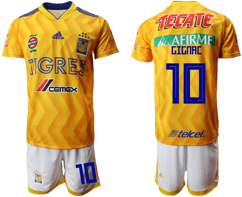 2018 19 Tigres UANL 10 GIGNAC Home Soccer Jersey