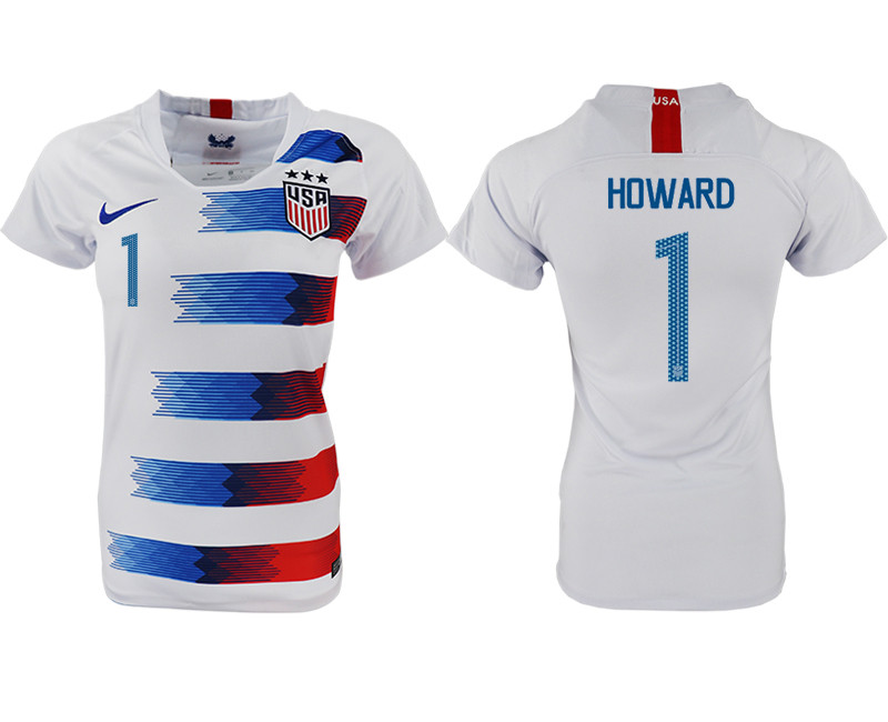 2018 19 USA 1 HOWARD Home Women Soccer Jersey