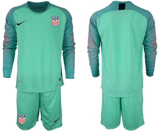 2018 19 USA Green Goalkeeper Long Sleeve Soccer Jersey