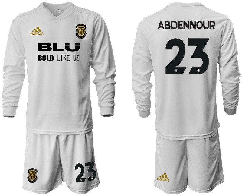 2018 19 Valencia 23 ABDENNOUR Home Long Sleeve Soccer Jersey