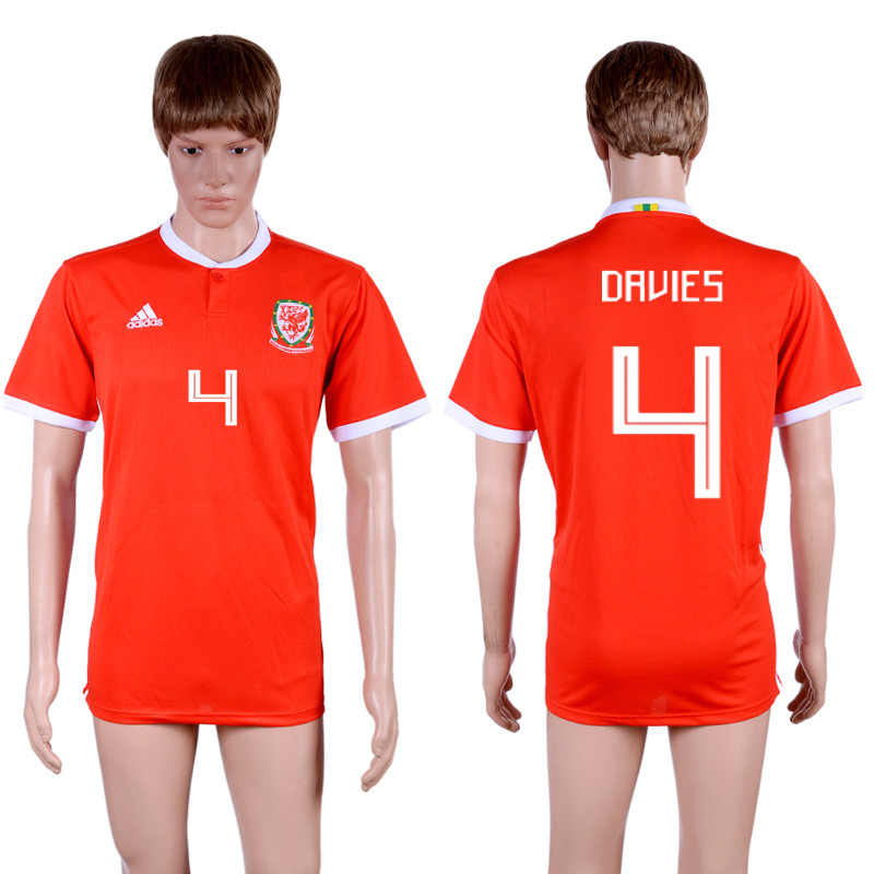 2018 19 Wales 4 DAVIES Home Thailand Soccer Jersey