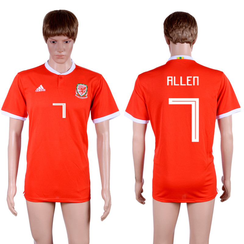 2018 19 Wales 7 ALLEN Home Thailand Soccer Jersey