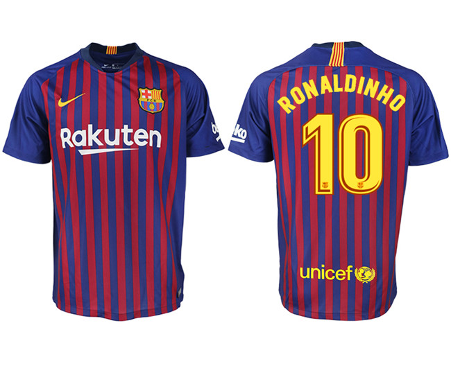 2019 19 Barcelona 10 RONALDINHO Home Thailand Soccer Jersey