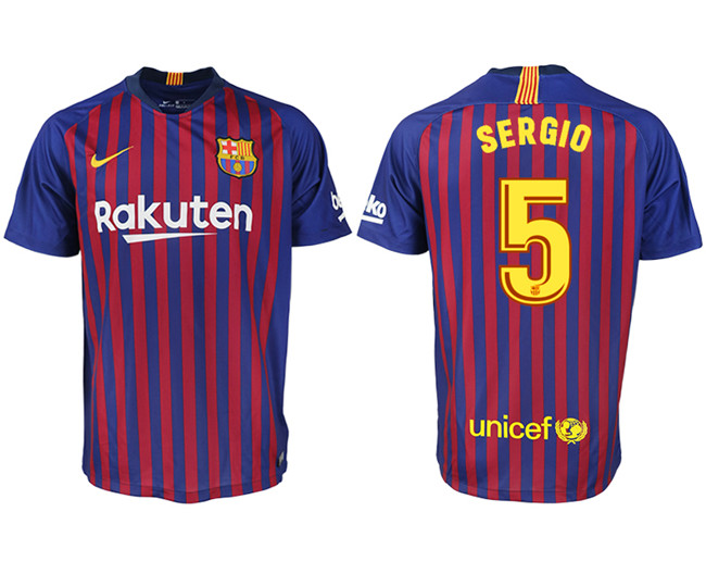 2019 19 Barcelona 5 SERGIO Home Thailand Soccer Jersey