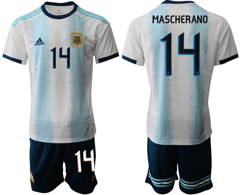 2019 20 Argentina 14 MASCHERANO Home Soccer Jersey