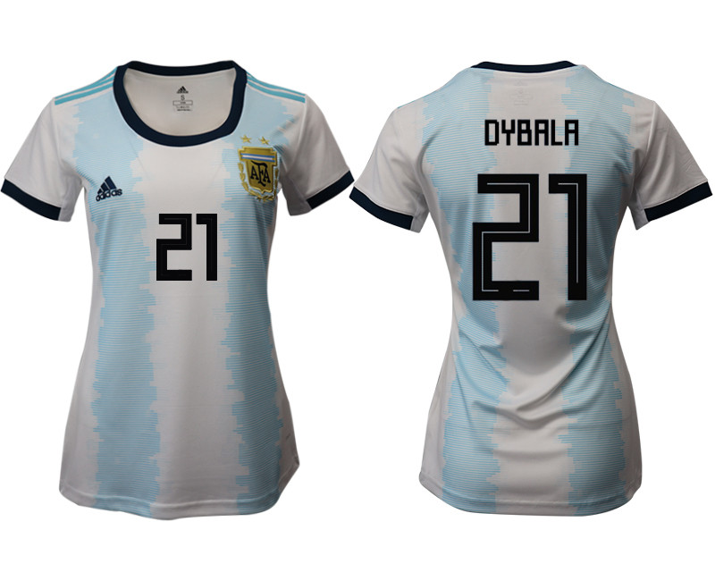 2019 20 Argentina 21 DYBALA Home Women Soccer Jersey
