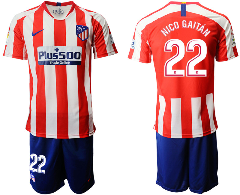 2019 20 Atletico Madrid 22 NICO GAITAN Home Soccer Jersey