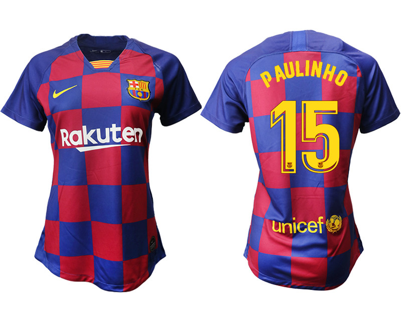 2019 20 Barcelona 15 P AULINHO Home Women Soccer Jersey