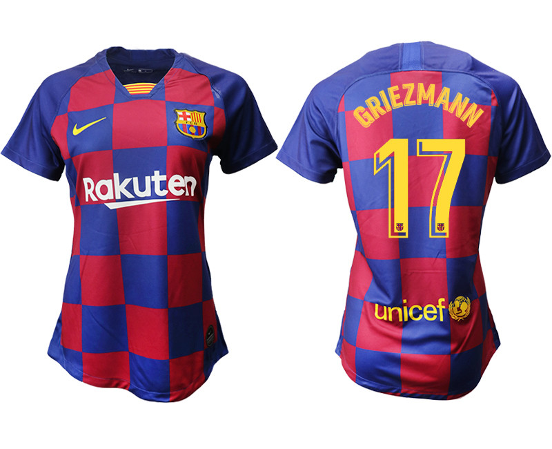 2019 20 Barcelona 17 GRIEZMANN Home Women Soccer Jersey