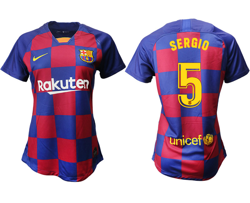 2019 20 Barcelona 5 SERGIO Home Women Soccer Jersey