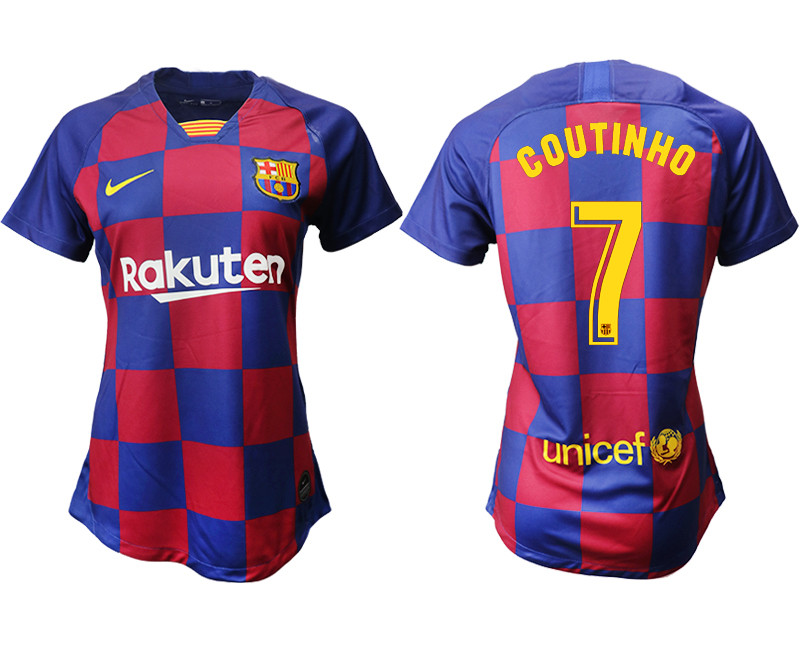 2019 20 Barcelona 7 COUTINHO Home Women Soccer Jersey