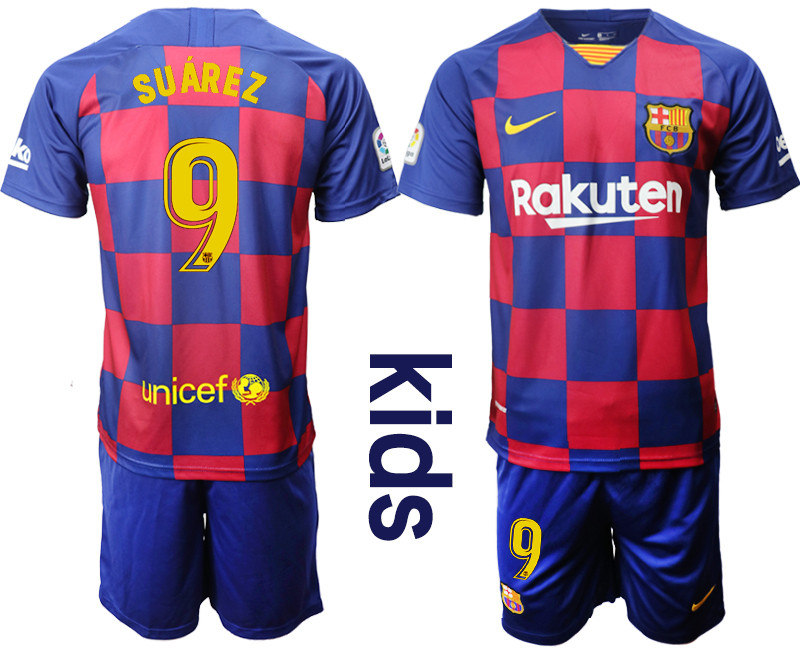 2019 20 Barcelona 9 SUAREZ Youth Home Soccer Jersey