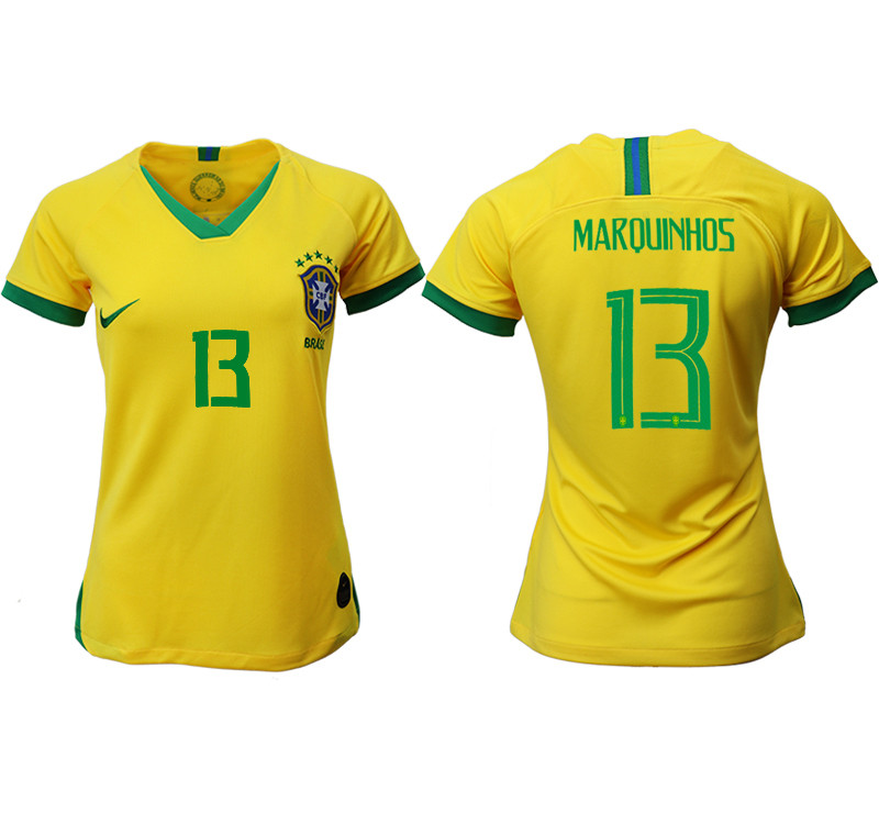 2019 20 Brazil 13 MAROUINHOS Home Women Soccer Jersey